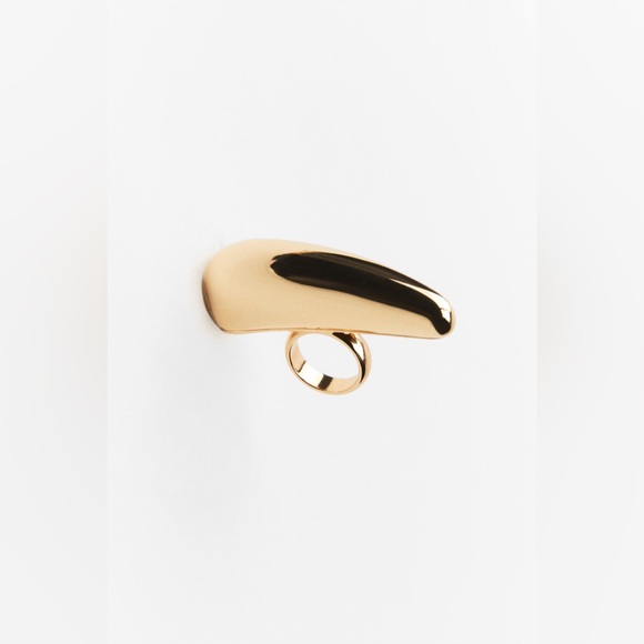 Zara Gold HORIZONTAL DROP RING NWT - Picture 6 of 9